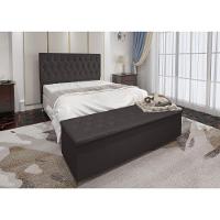 Kit Cabeceira Calçadeira Baú Casal 140cm Madrid Suede Marrom - 3