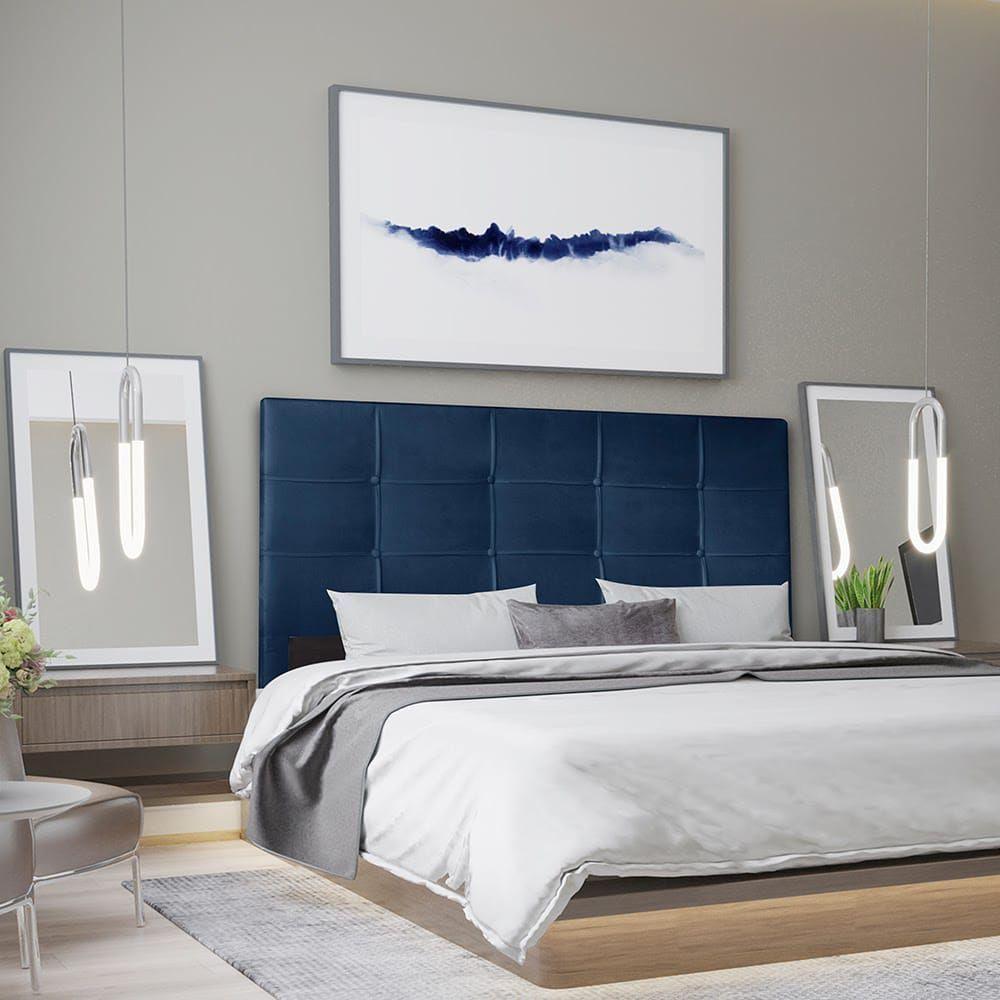 Cabeceira Roma 90 Cm Cama Box Solteiro Corino Azul Marinho - 3