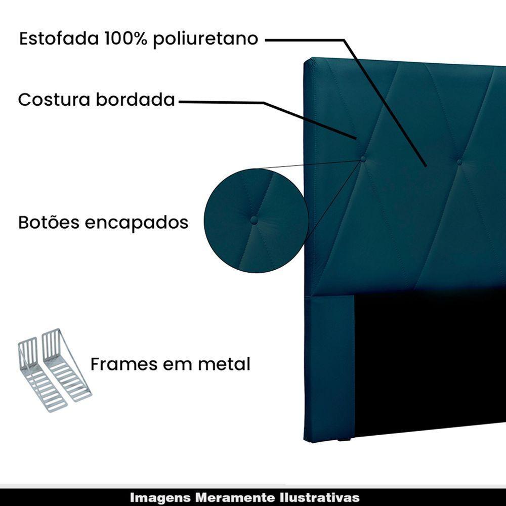 Cabeceira Decorativa Casal 1,40m Yves Veludo Azul Marinho - 5