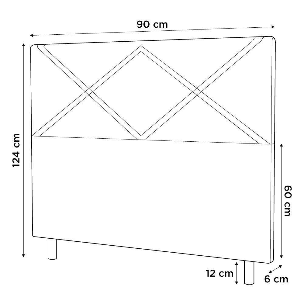 Cabeceira Cama Box Solteiro Cairo 90cm Corano Bege - Abmaza - 3
