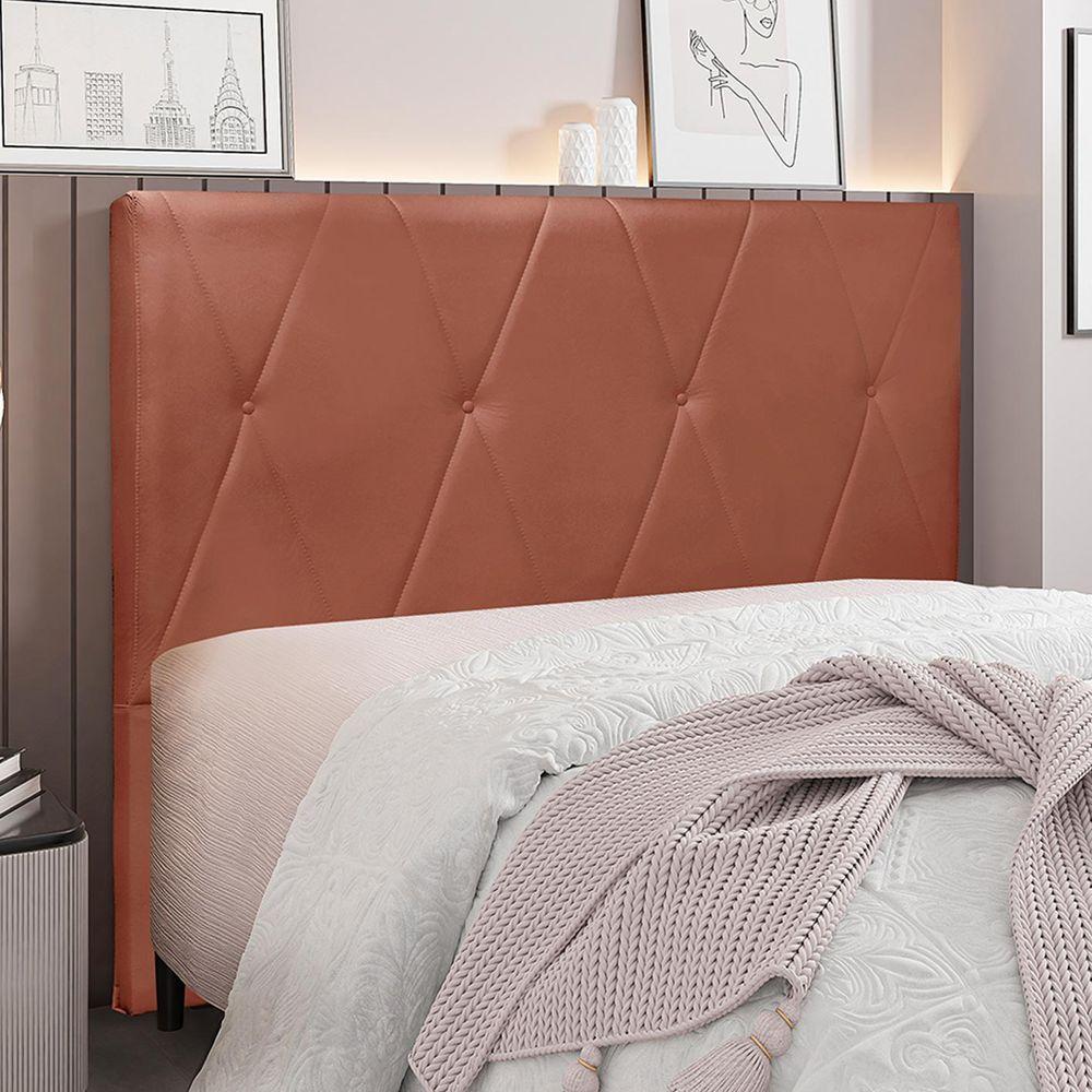 Cabeceira Decorativa Casal 1,40m Yves Veludo Cobre - 2