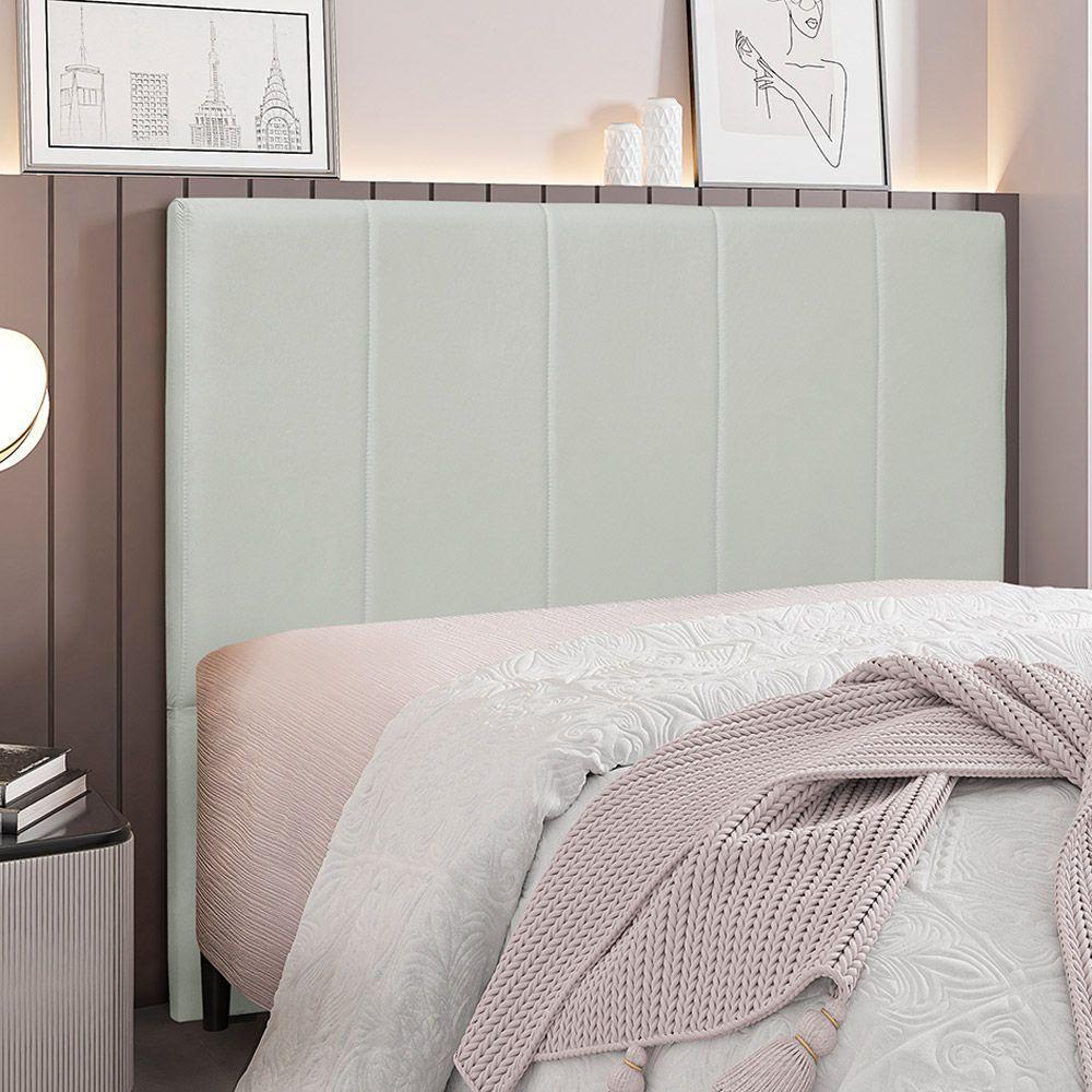Cabeceira Decorativa Queen Size 1,60m Erza Veludo Prata - 2