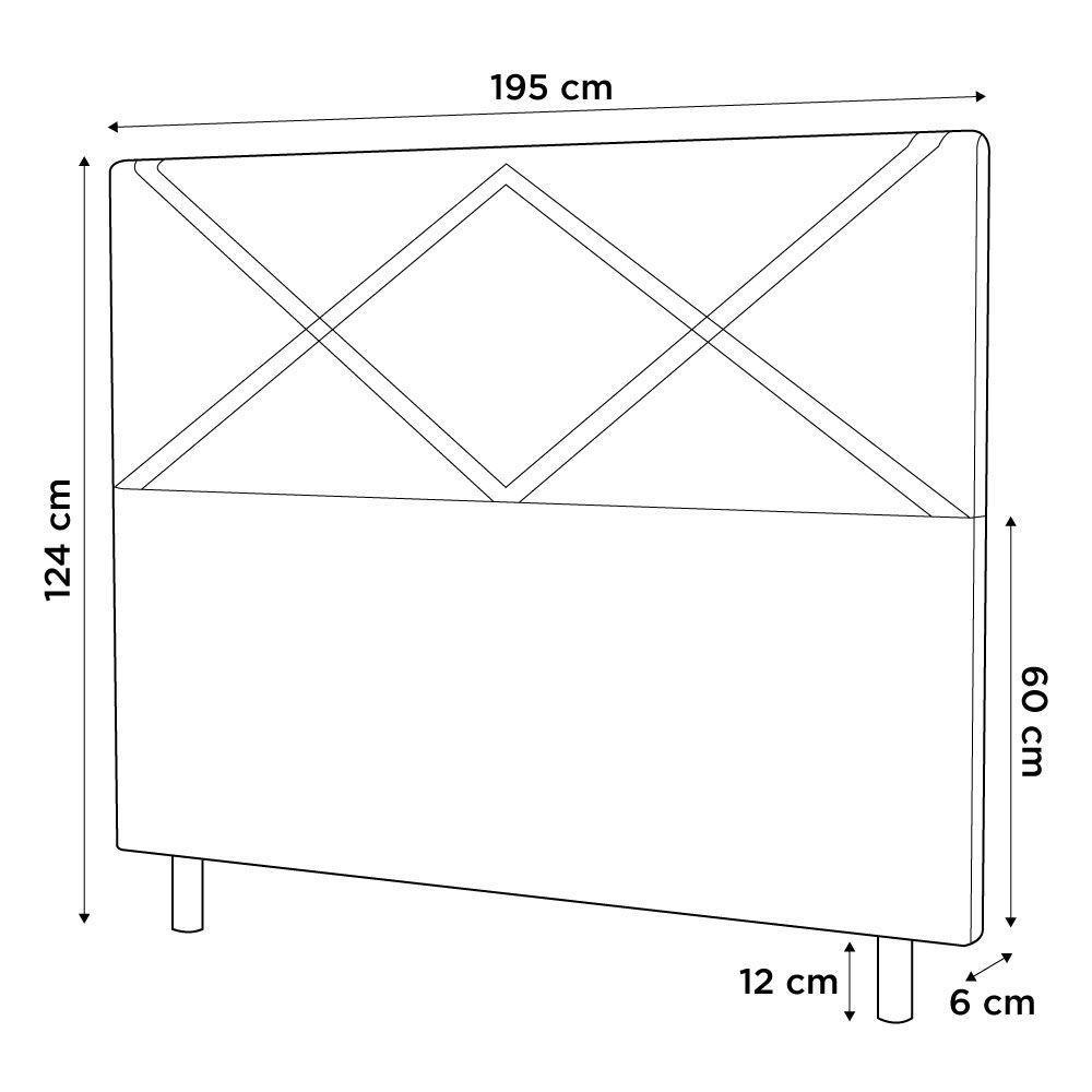 Cabeceira Cama Box Casal King Size Cairo 195cm ano Bege - 3