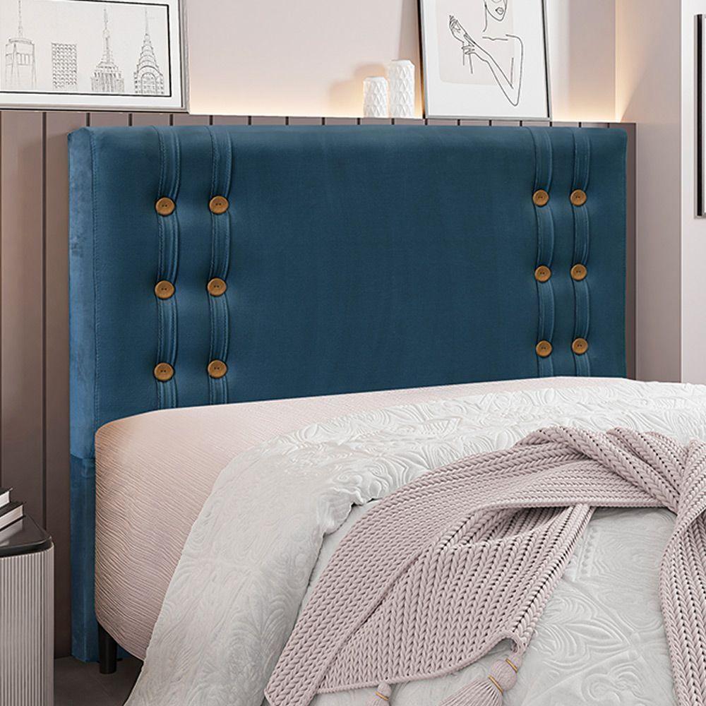 Cabeceira Queen Size 1,60m Kors Veludo Azul Marinho - 2