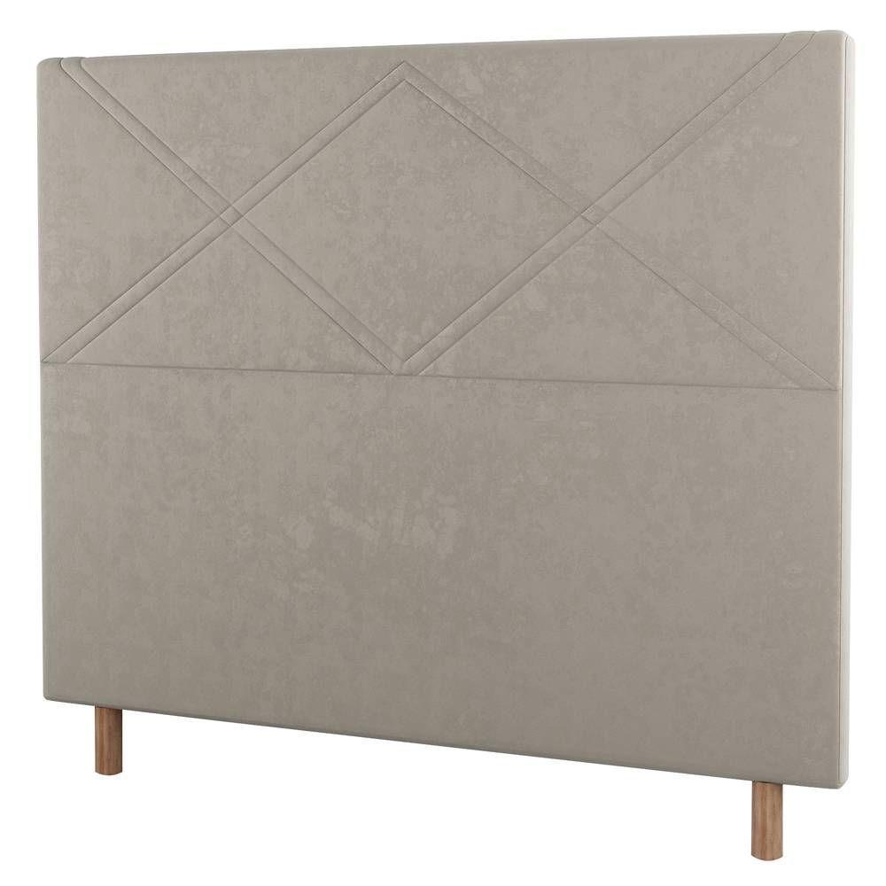 Cabeceira Cama Box Solteiro Cairo 90cm Suede Bege - Abmaza - 1