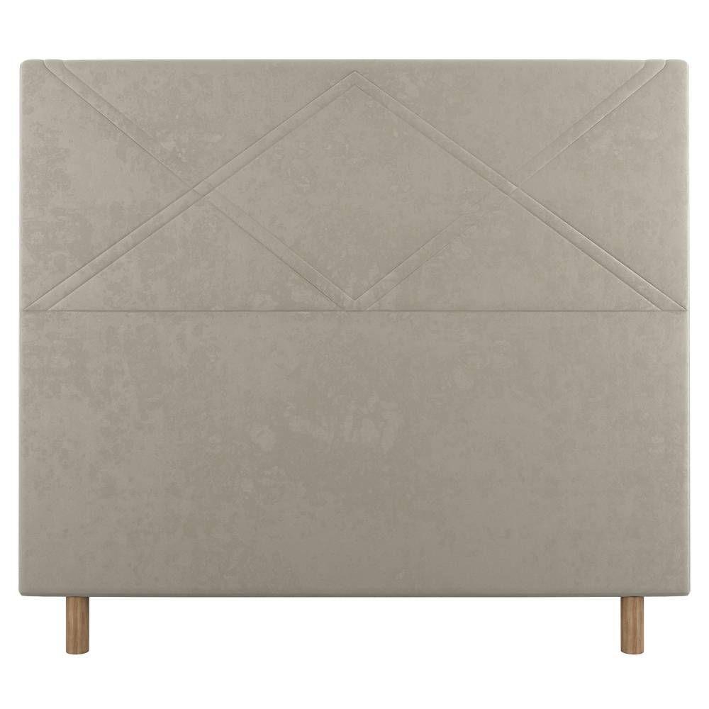 Cabeceira Cama Box Solteiro Cairo 90cm Suede Bege - Abmaza - 4