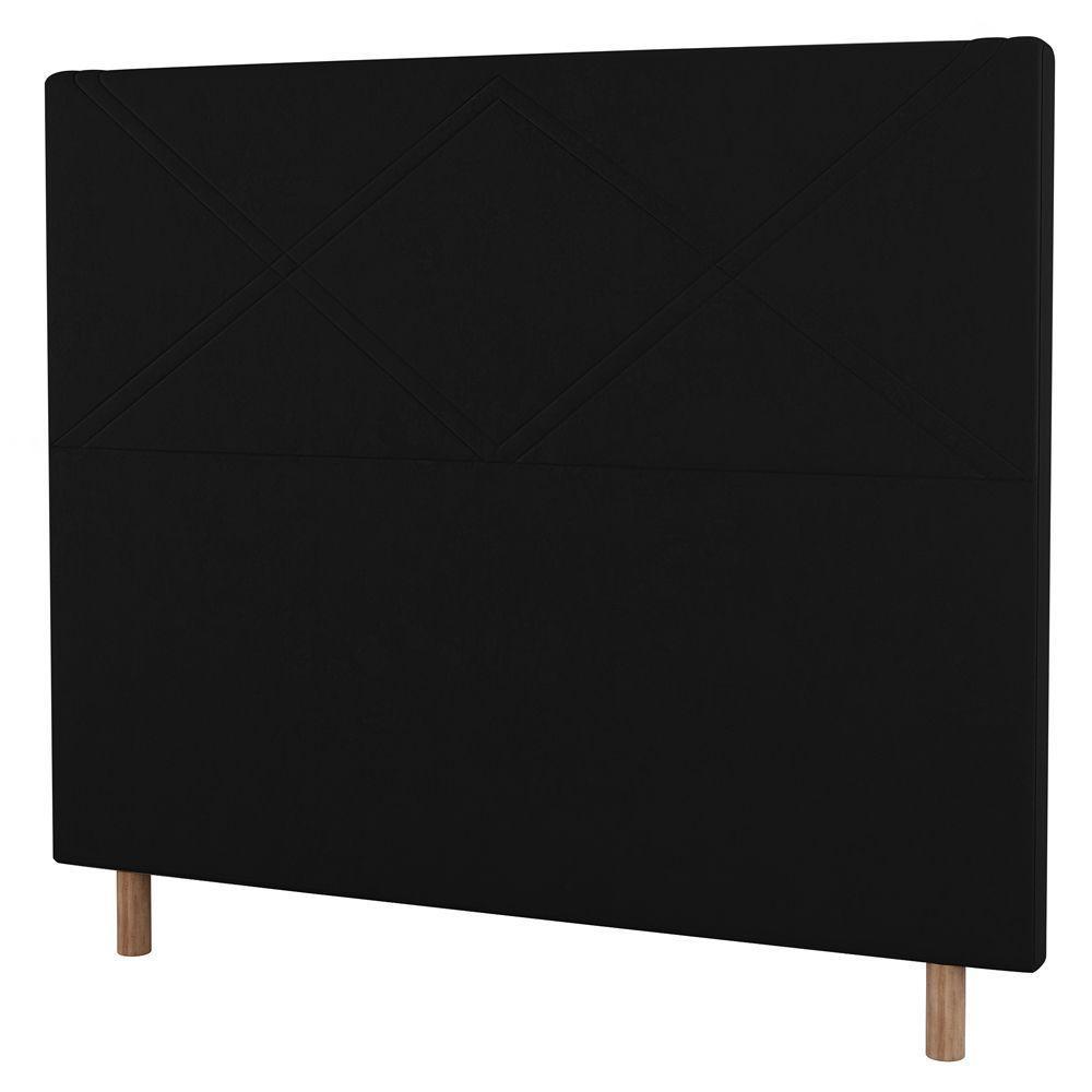 Cabeceira Cama Box Solteiro Cairo 90cm Suede Preto - Abmaza - 1