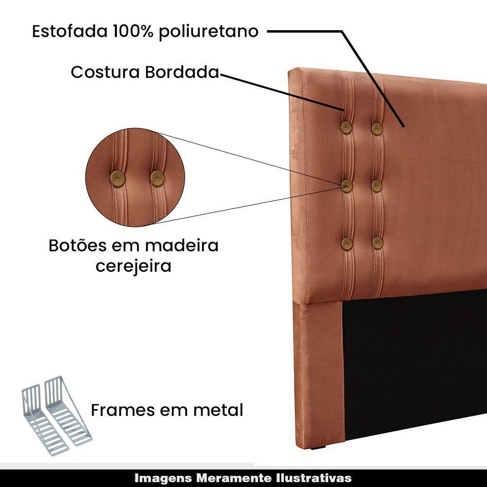 Cabeceira Decorativa Casal 1,40m Kors Veludo Cobre - 3