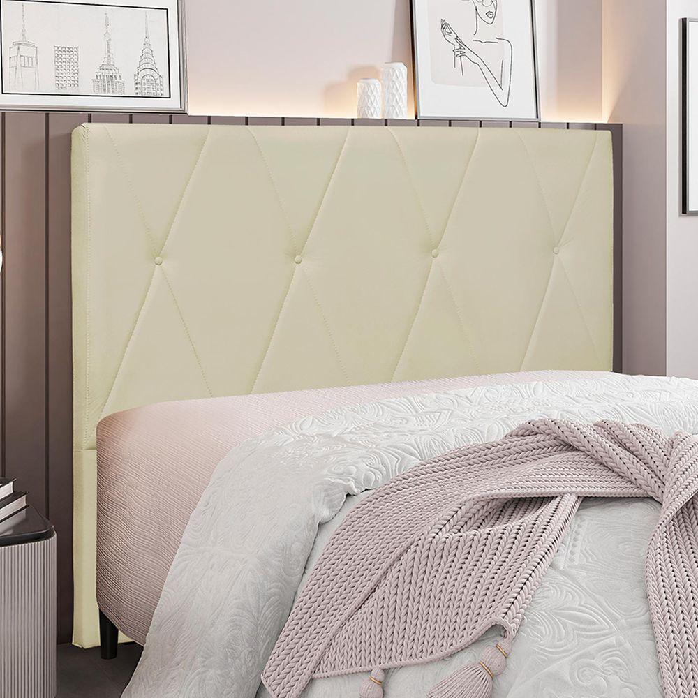 Cabeceira Decorativa Casal 1,40m Yves Veludo Bege - 2