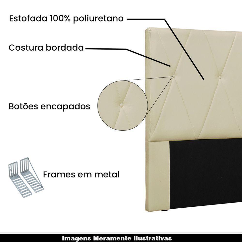 Cabeceira Decorativa Casal 1,40m Yves Veludo Bege - 3