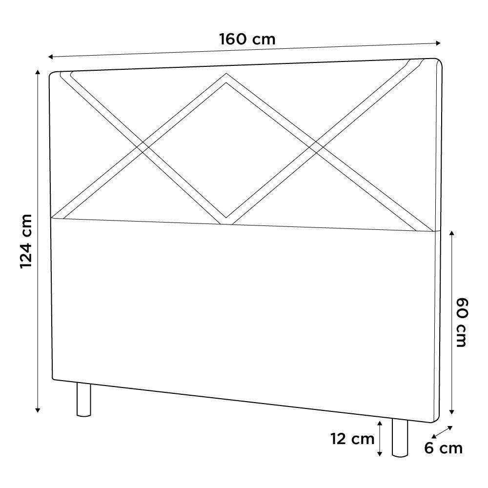 Cabeceira Cama Box Casal Queen Size Cairo 160cm Linho Bege - 4
