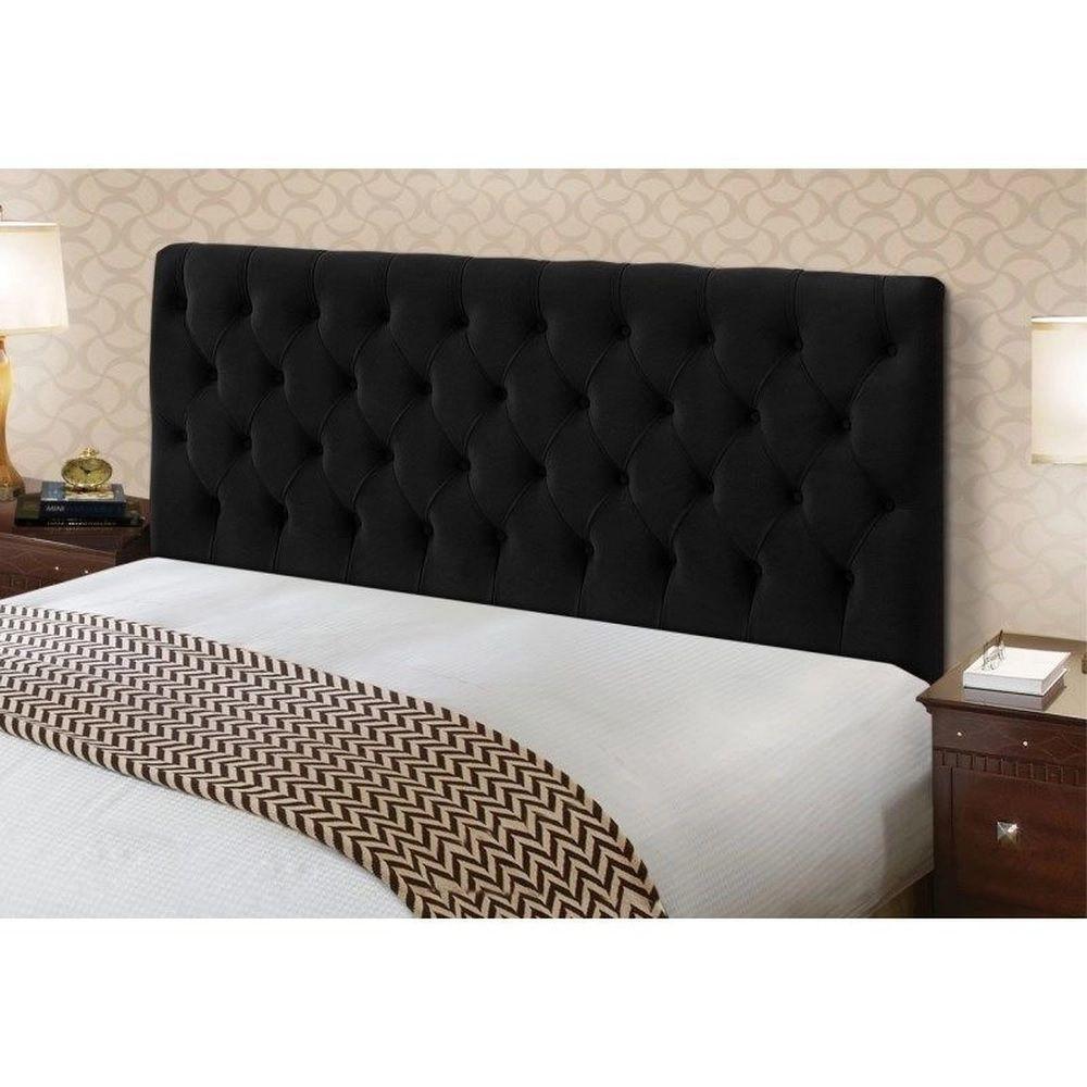 Cabeceira Cristal 1,60 Cm Para Cama Box Queen Suede Preto - 2