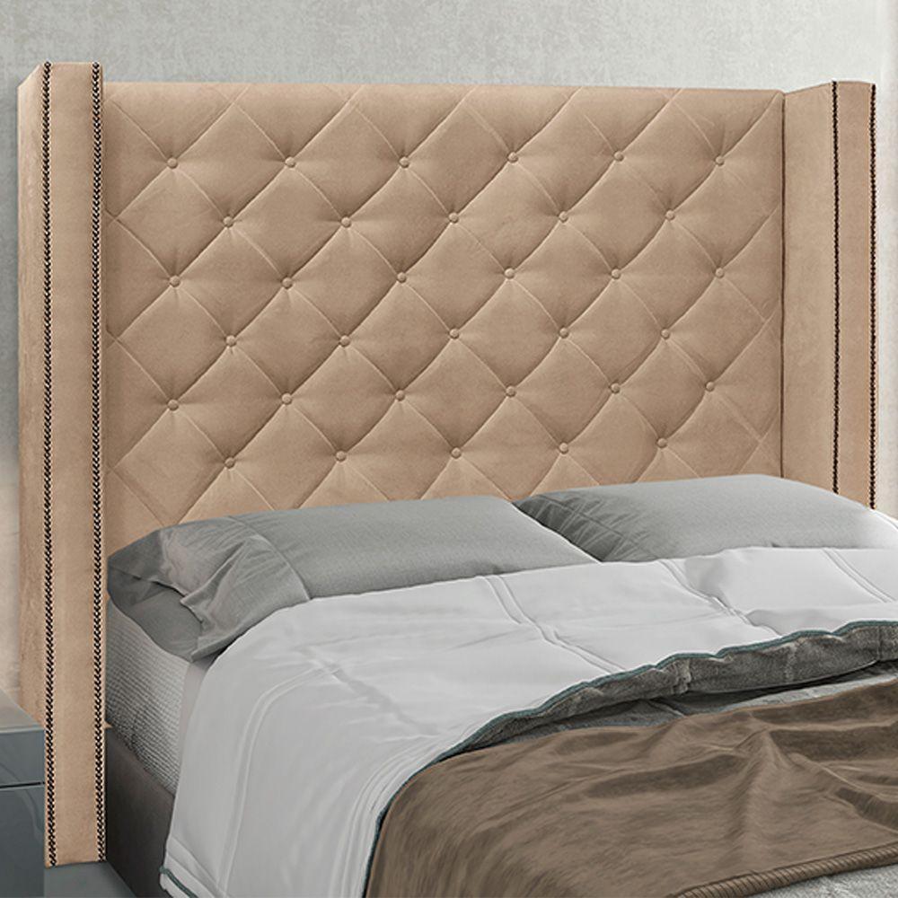 Cabeceira Casal 1,64m Loewe Suede Bege - Gran Belo - 2