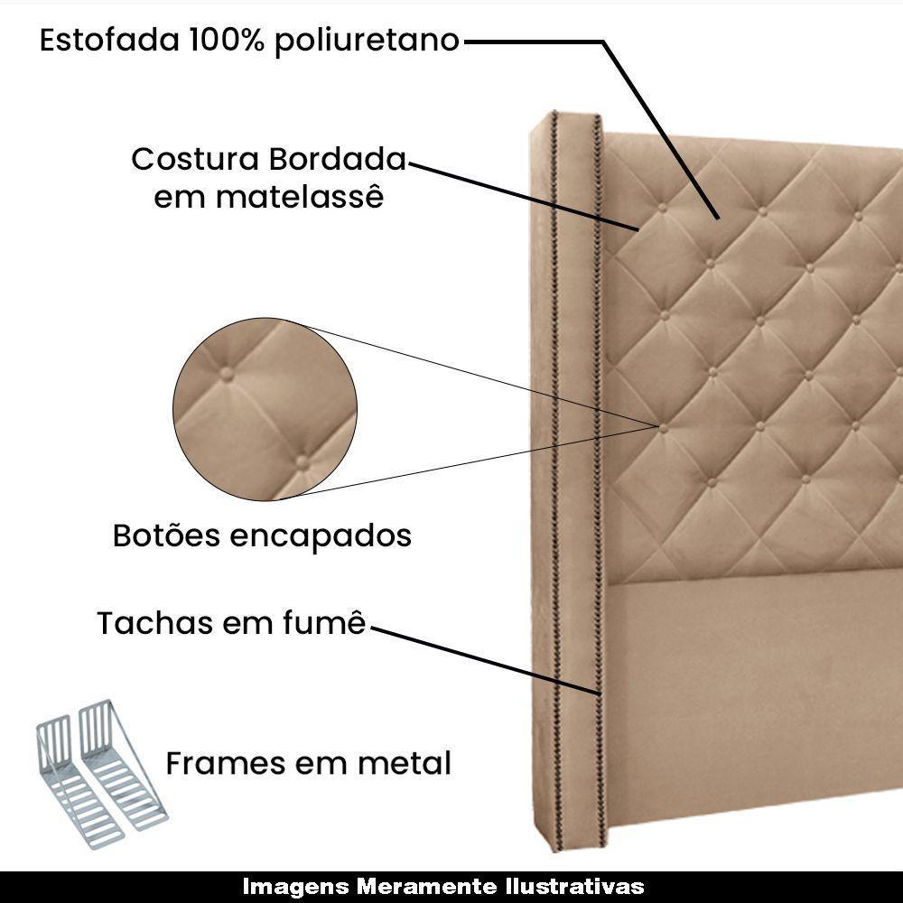 Cabeceira Casal 1,64m Loewe Suede Bege - Gran Belo - 4