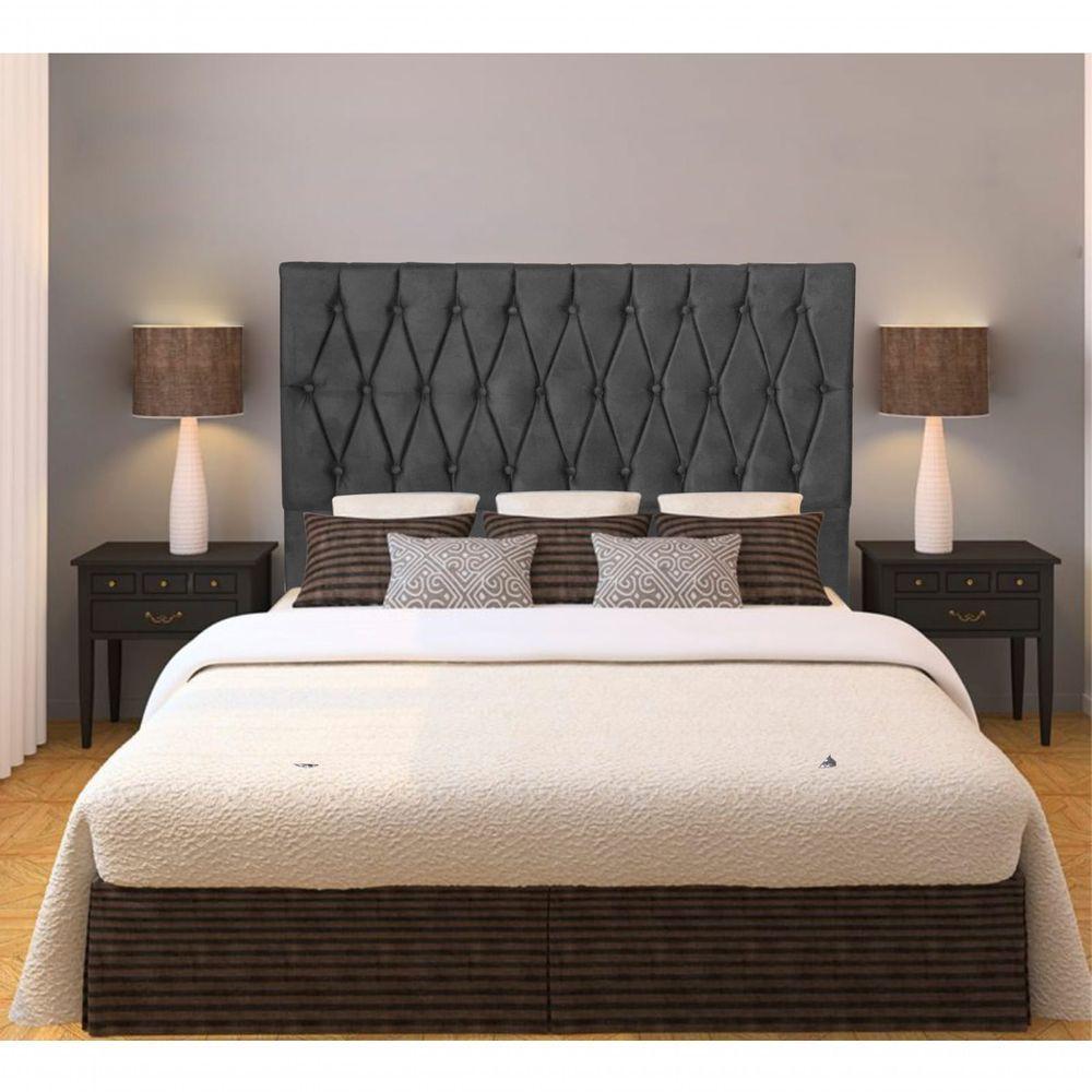Cabeceira Paris 1,60 Cm Para Cama Box Queen Suede Cinza - 3