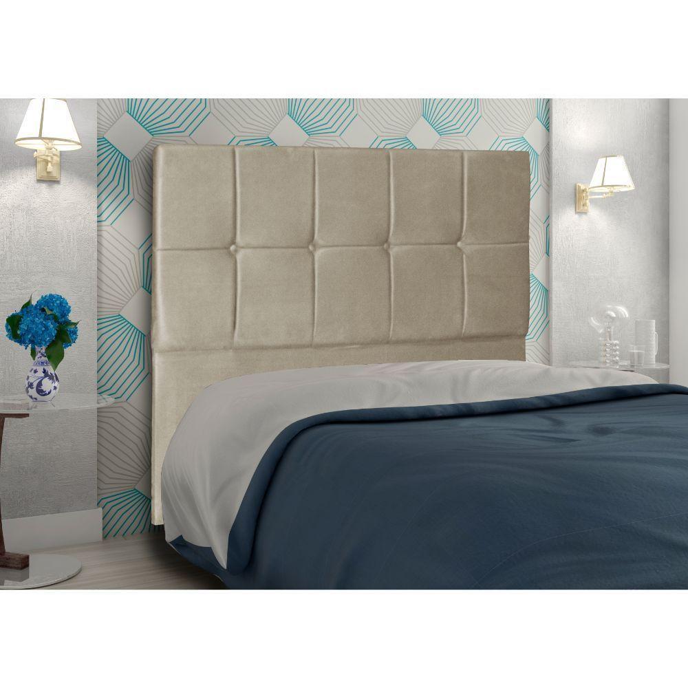 Cabeceira Lisboa 1,60 Cm Cama Box Queen Suede Bege - 3