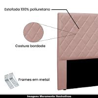 Cabeceira 1,40m Givenchy Veludo Rosa Gran Belo