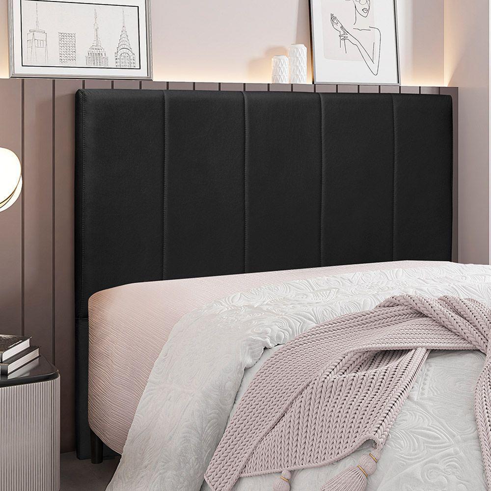 Cabeceira Decorativa Queen Size 1,60m Erza Veludo Preto - 2
