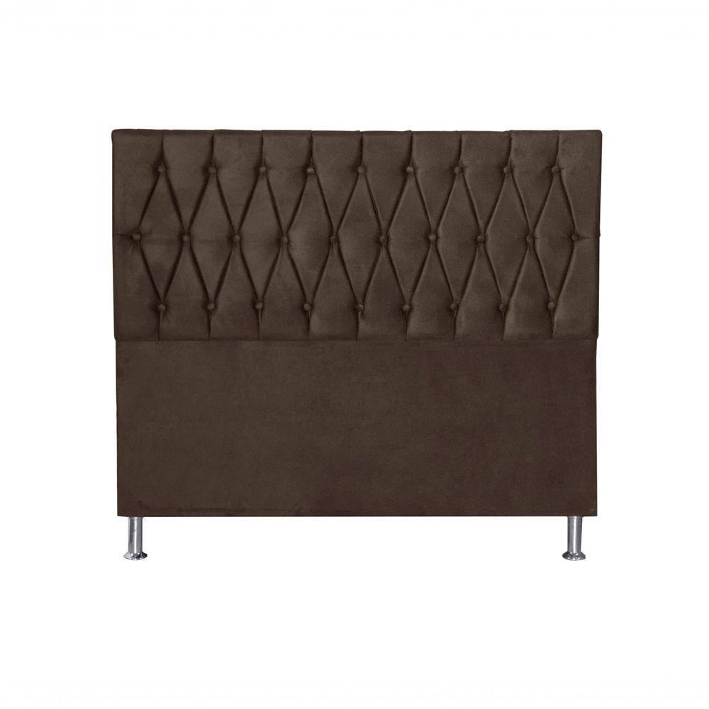 Cabeceira Paris 1,60 Cm Para Cama Box Queen Suede Marrom - 1