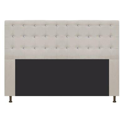 Cabeceira Estofada Dama 195 Cm King Size Com Strass Bege