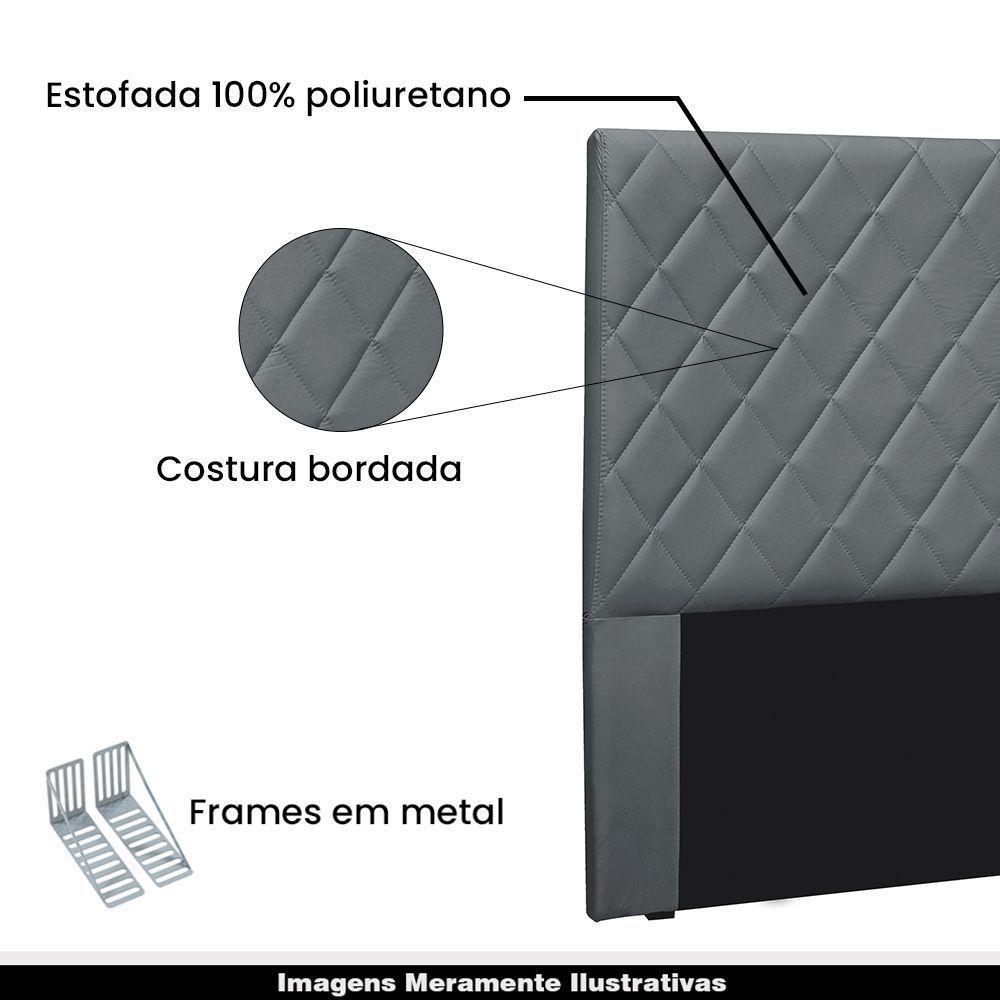 Cabeceira Decorativa Queen Size 1,60m Givenchy Veludo Cinza - 3
