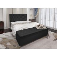 Kit Cabeceira Calçadeira Baú Queen 160cm Madrid Suede Preto - 3