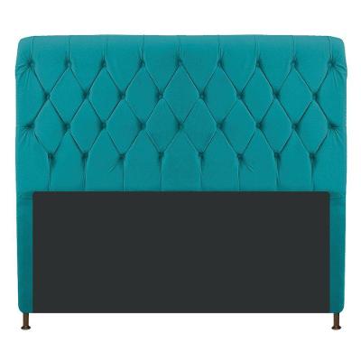 Cabeceira Estofada Cristal 195cm King Size Azul Turquesa