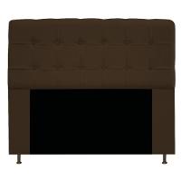 Cabeceira Estofada Mel 140cm Casal Com Botonê Suede Marrom - 1