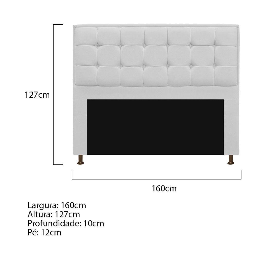 Cabeceira Copenhague 160cm Queen Size Suede Branco - 5