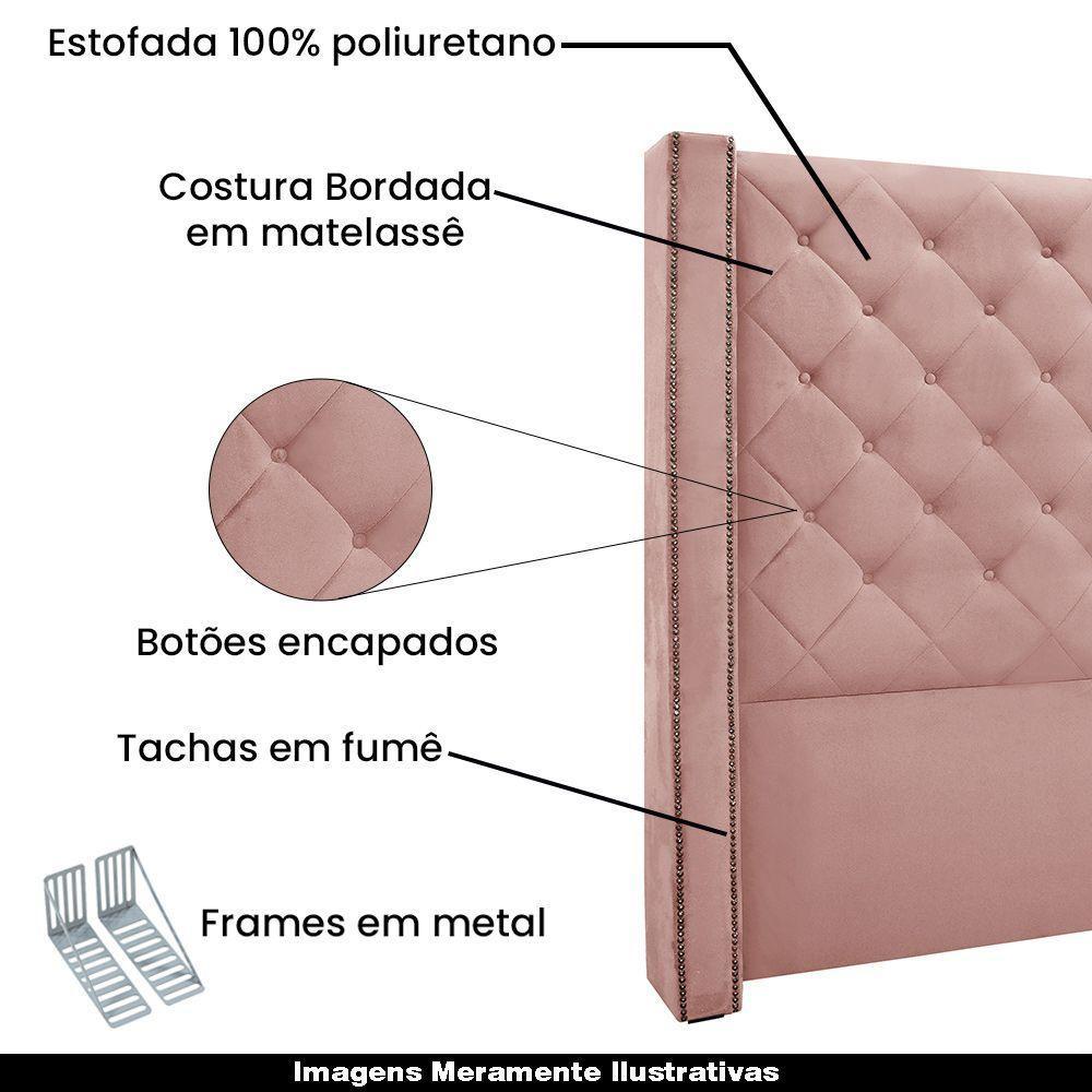Cabeceira King Size 2,19m Loewe Veludo Rosa - Gran Belo - 4
