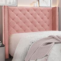 Cabeceira King Size 2,19m Loewe Veludo Rosa - Gran Belo