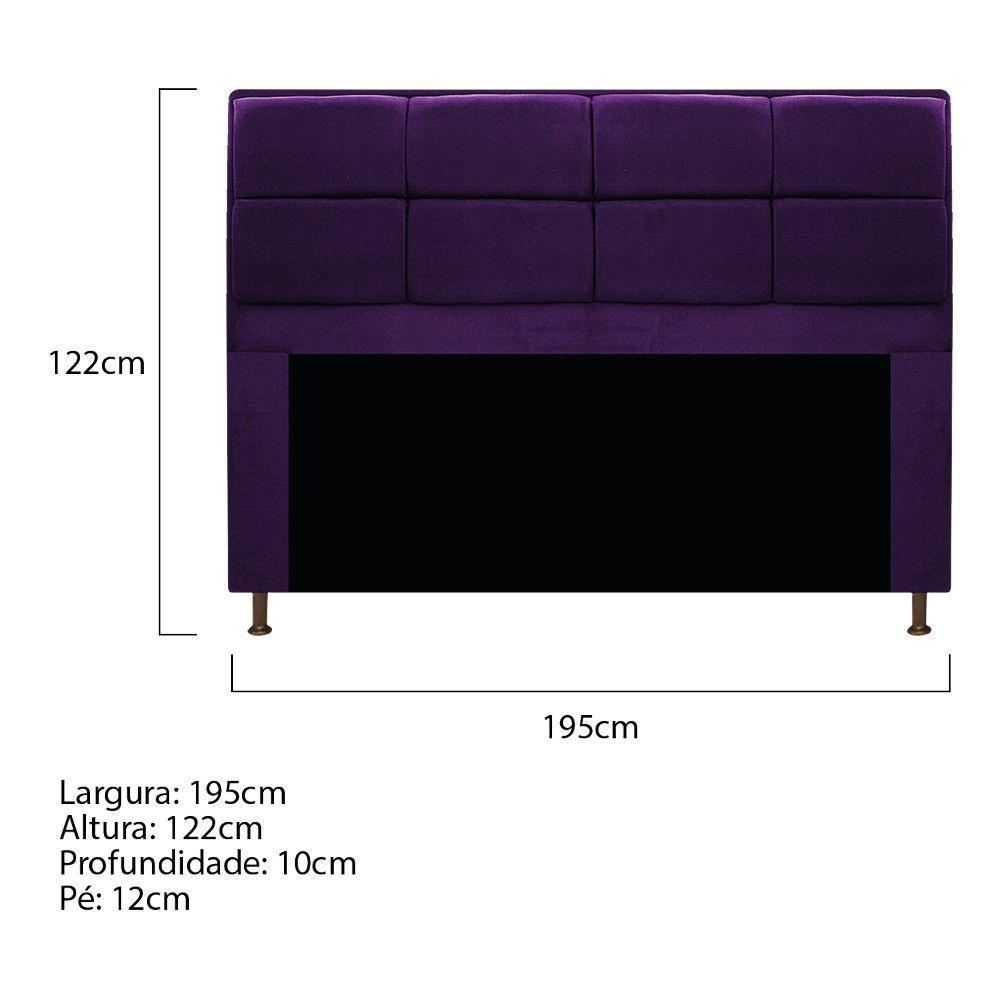 Kit Cabeceira e Calçadeira Munique 195cm King Size Suede Roxo - 6