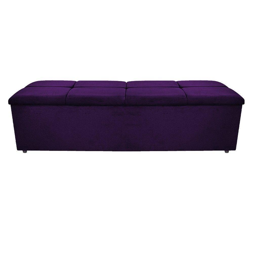 Kit Cabeceira e Calçadeira Munique 195cm King Size Suede Roxo - 9