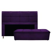 Kit Cabeceira e Calçadeira Munique 195cm King Size Suede Roxo - 1