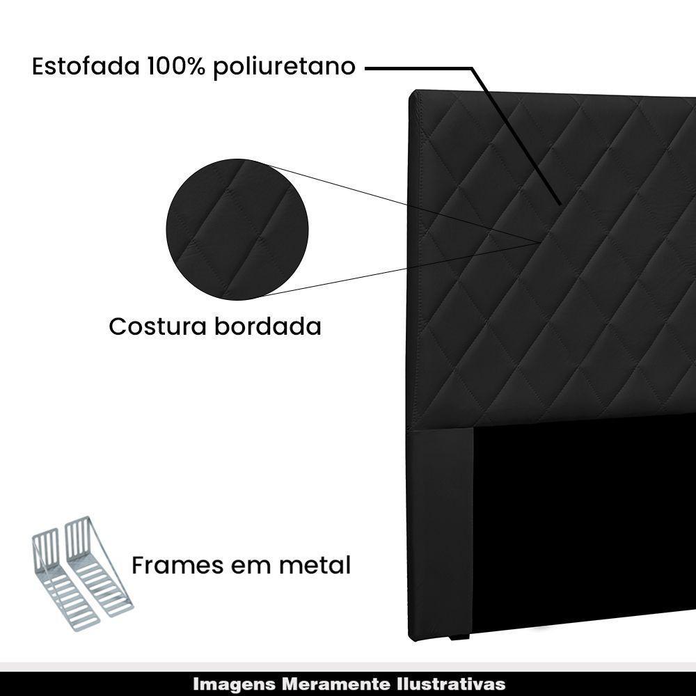 Cabeceira 1,40m Givenchy Veludo Preto Gran Belo - 4