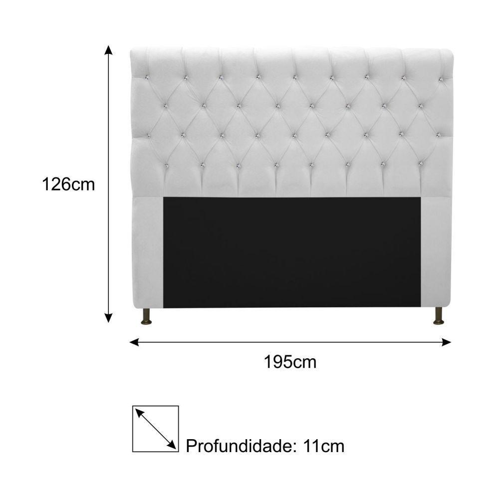 Cabeceira Estofada Cristal 195cm King Size Branco - 4