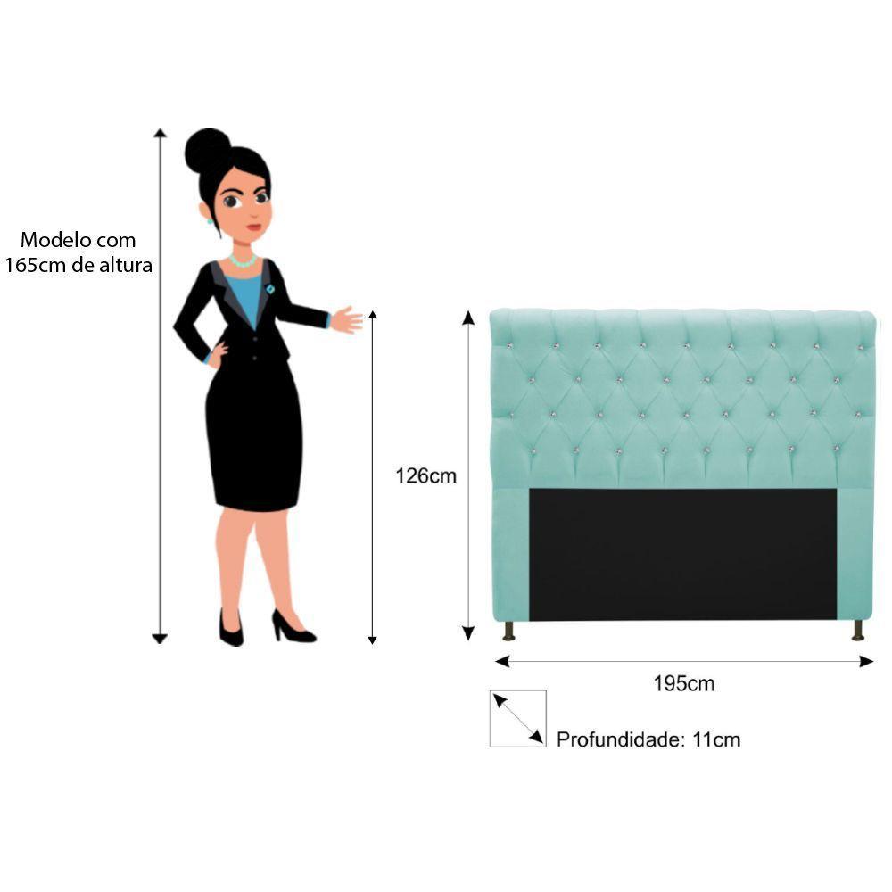Cabeceira Estofada Cristal 195cm King Size Azul Tiffany - 5