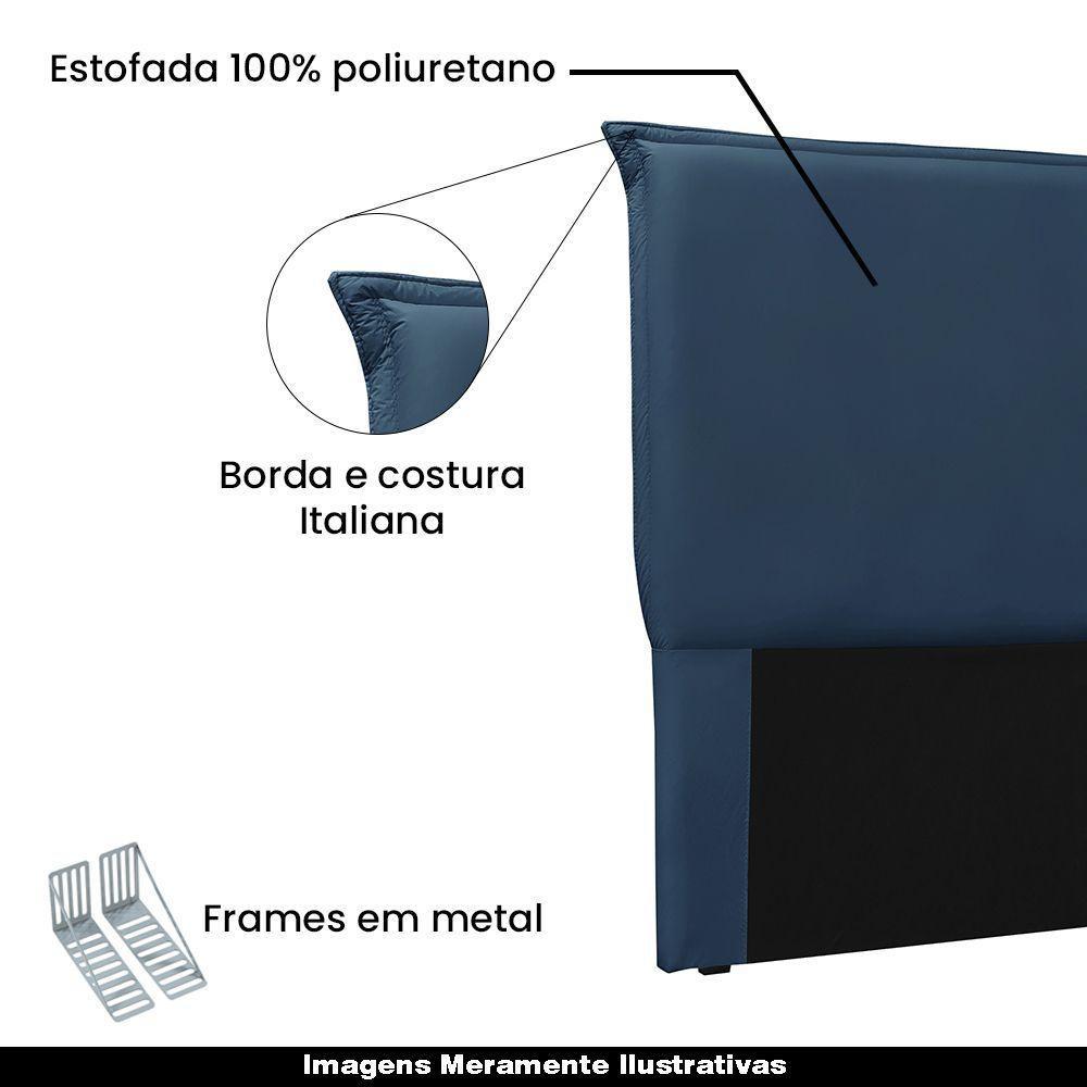 Cabeceira King Size 1,95m Trento Veludo Azul Gran Belo - 4