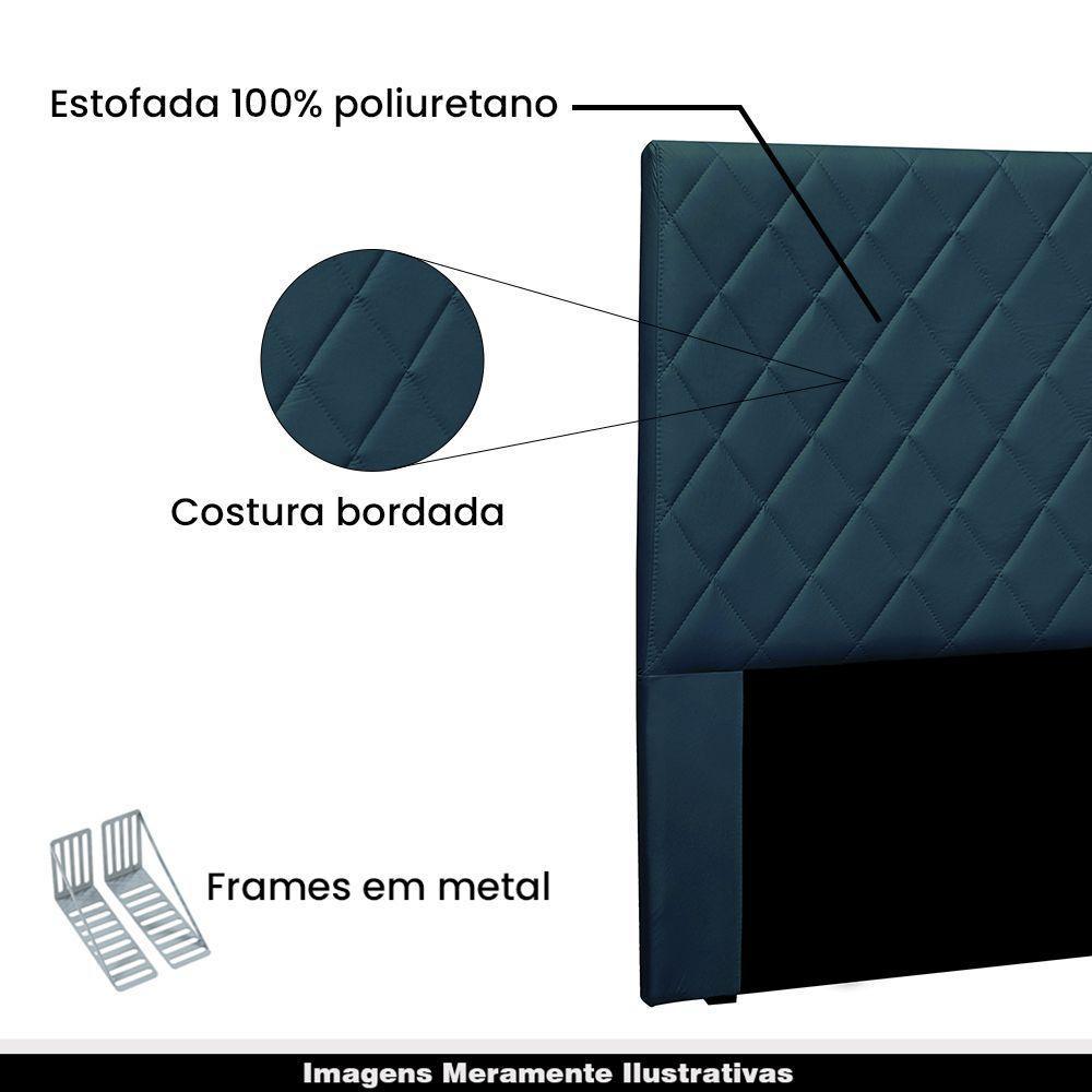 Cabeceira Decorativa Casal 1,40m Tàzio Veludo Azul Marinho - 3