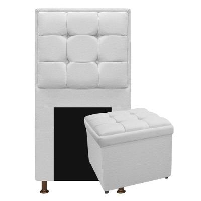 Kit Cabeceira e Calçadeira Copenhague 90cm Solteiro Branco
