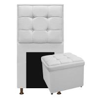 Kit Cabeceira e Calçadeira Copenhague 90cm Solteiro Branco - 1