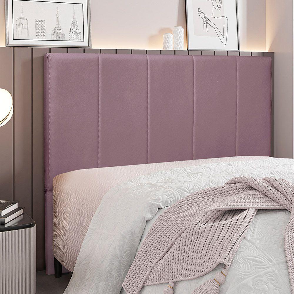 Cabeceira Decorativa Casal 1,40m Erza Veludo Uva - 2