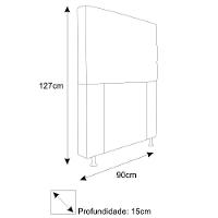 Cabeceira Estofada Turim 90cm Solteiro Suede Preto Adj Decor - 3