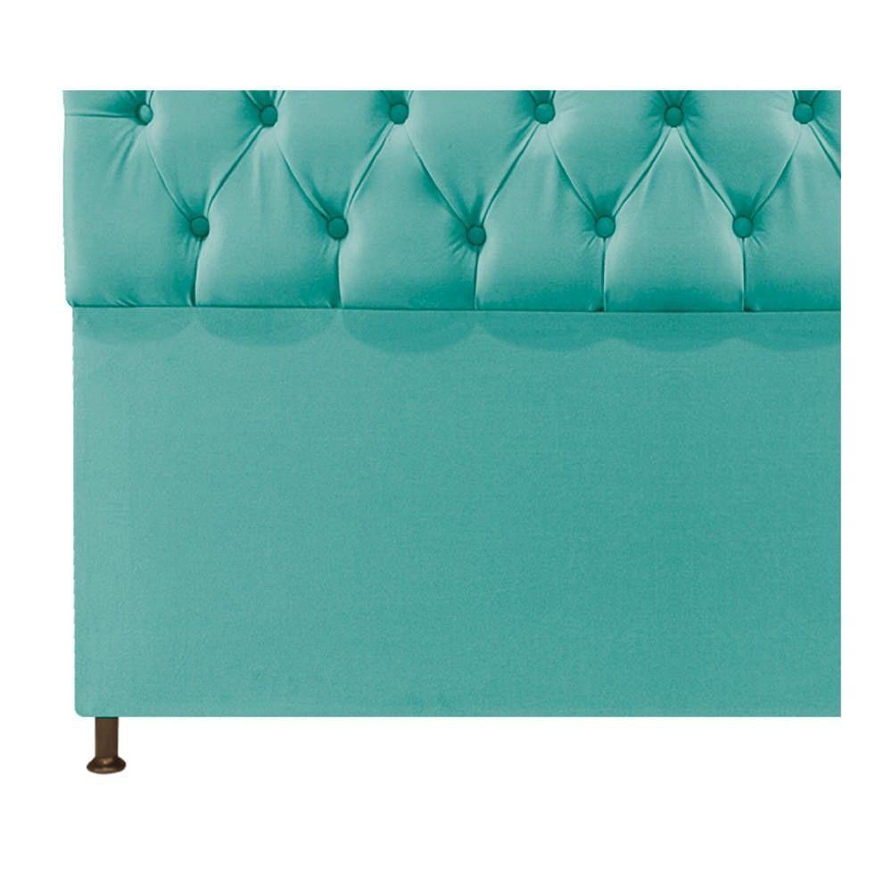 Cabeceira Sofia 140 Cm Casal Suede Azul Tiffany - 2