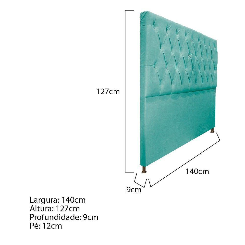 Cabeceira Sofia 140 Cm Casal Suede Azul Tiffany - 7