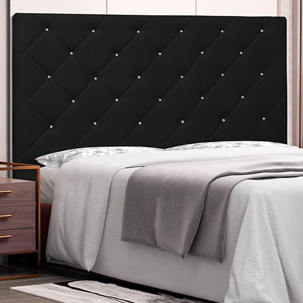 Cabeceira Decorativa Casal 1,40m Tàzio Pu Preto - Gran Belo - 2