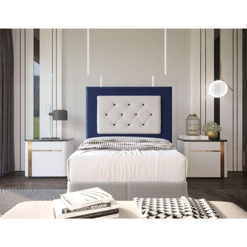 Cabeceira Havana 90cm Cama Box Solteiro Suede Azul Marinho - 3