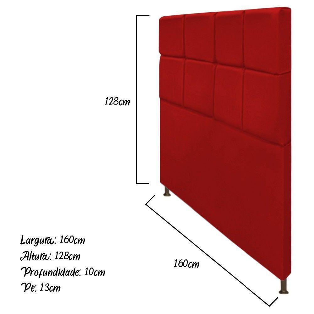 Cabeceira Estofada Damares 160 Cm Queen Size Com Botonê Suede Vermelho - 3