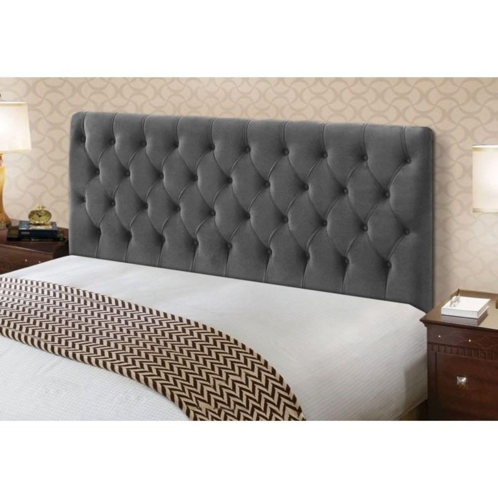Cabeceira Cristal 1,95 Cm Cama Box King Size Suede Cinza - 6
