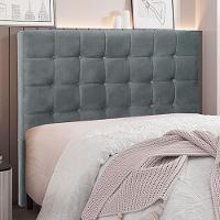 Cabeceira Decorativa Casal 1,40m Tropea Veludo Cinza